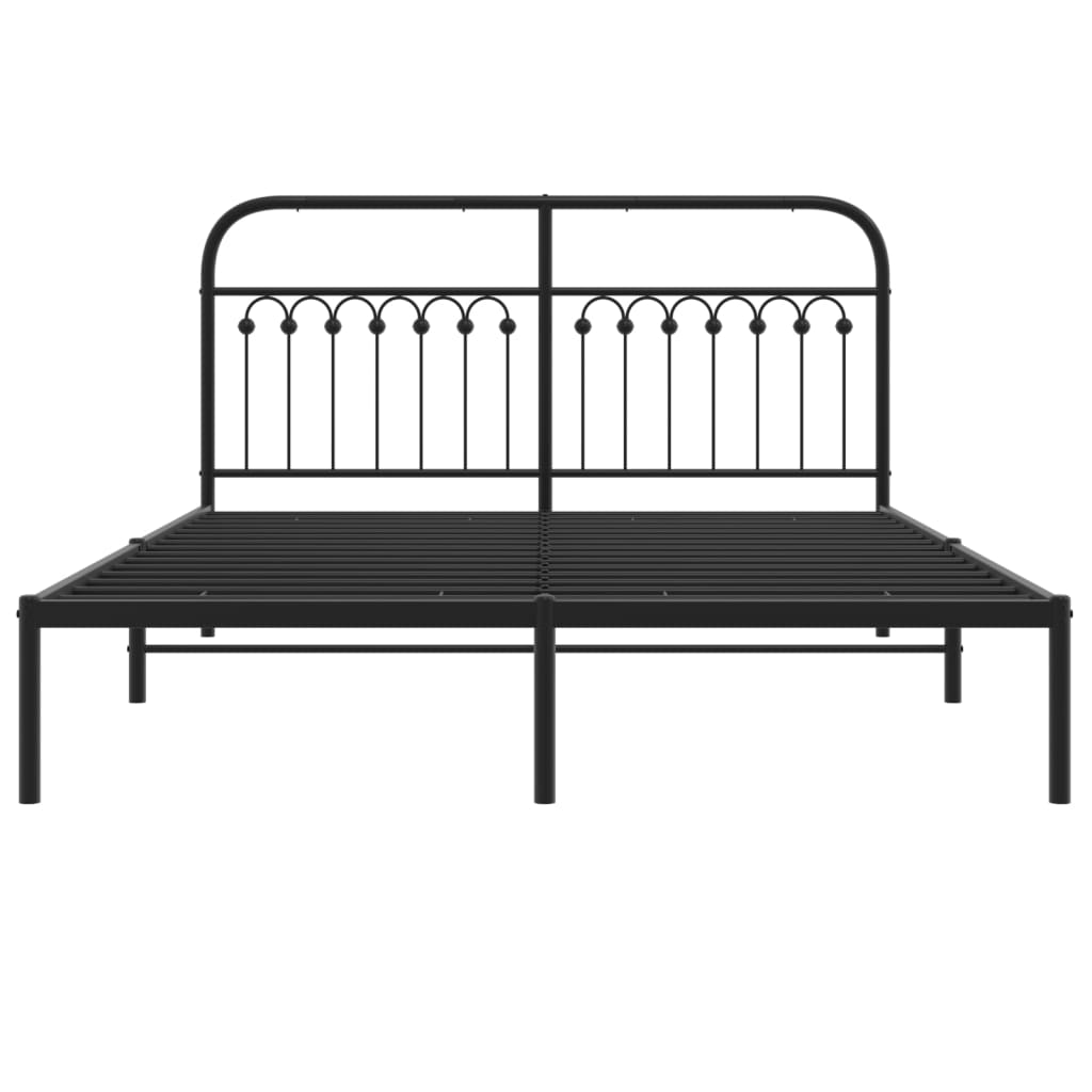 Bed frame with headboard metal black 150x200 cm