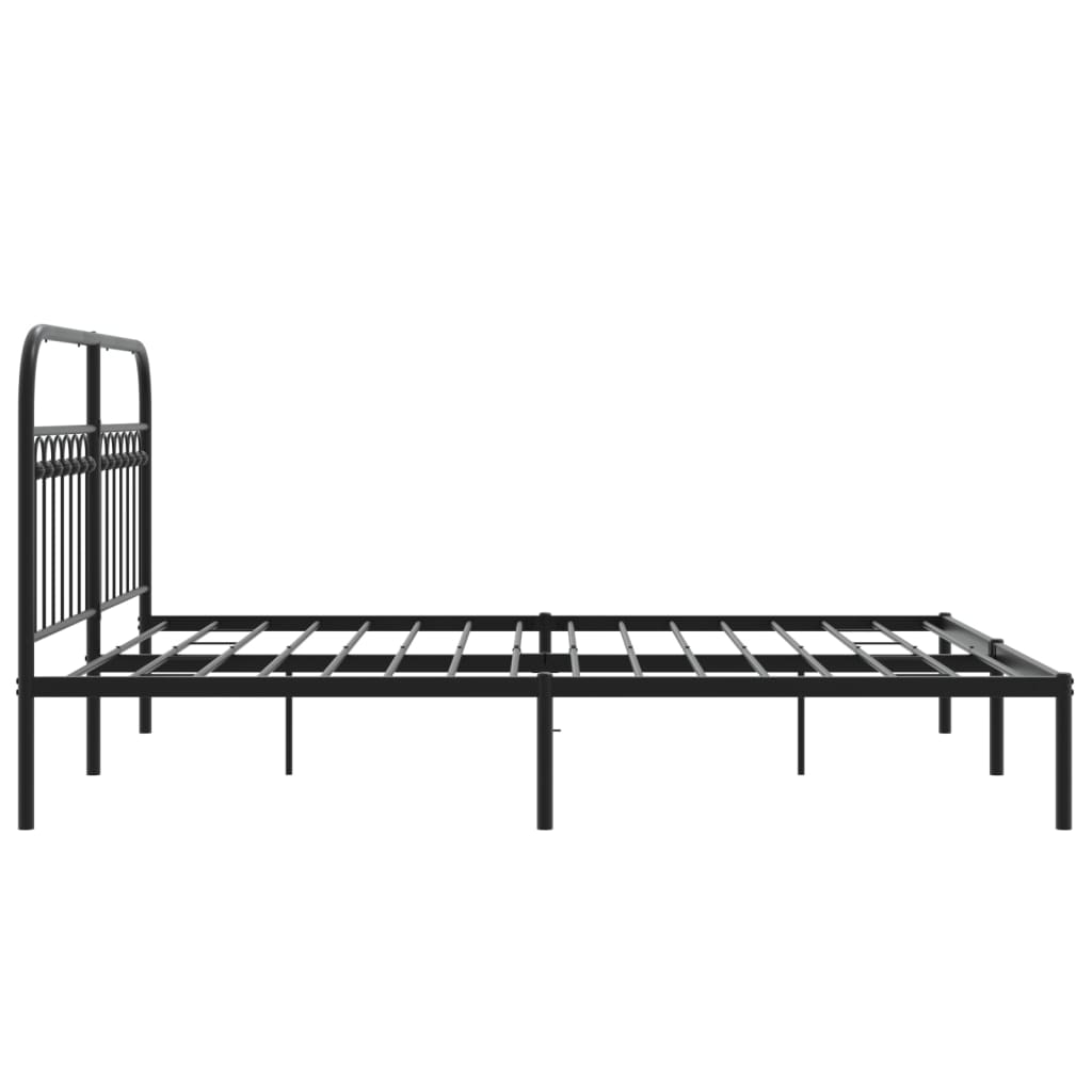 Bed frame with headboard metal black 150x200 cm