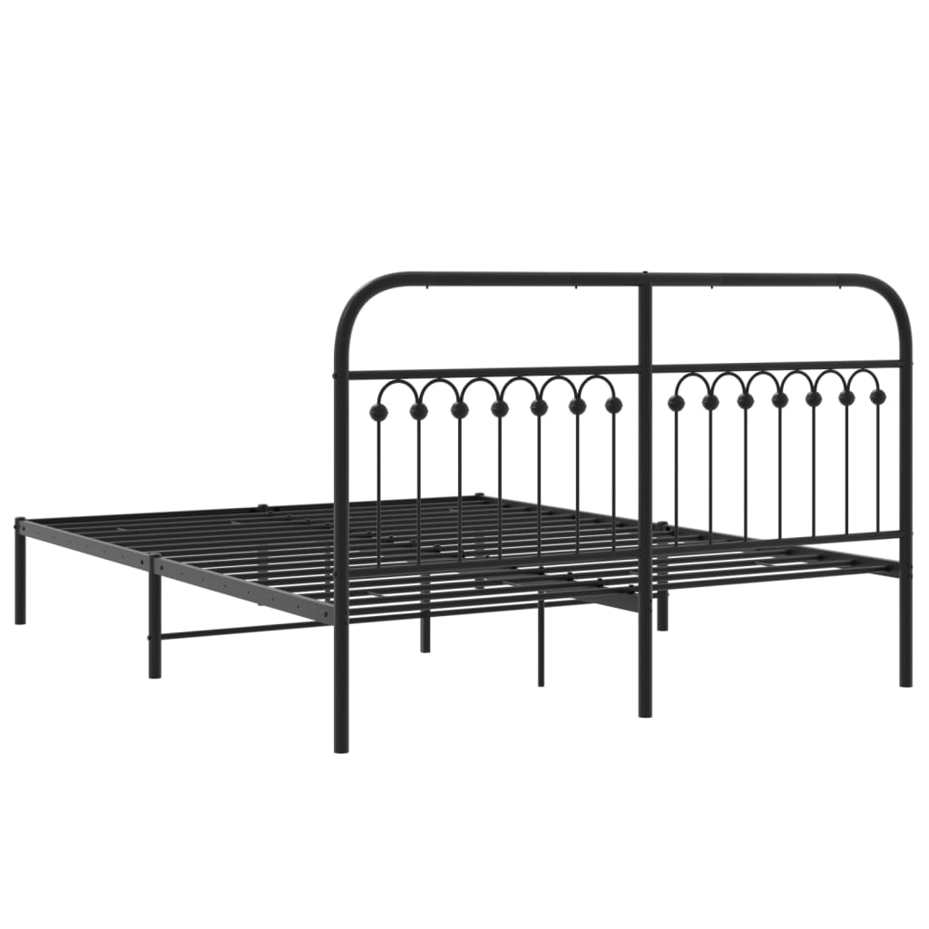 Bed frame with headboard metal black 150x200 cm