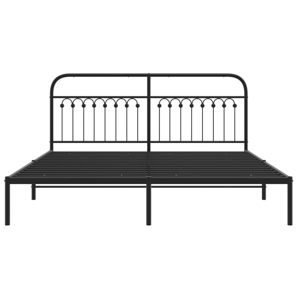 Bed frame with headboard metal black 183x203 cm