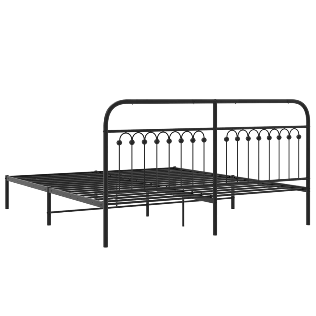 Bed frame with headboard metal black 183x203 cm