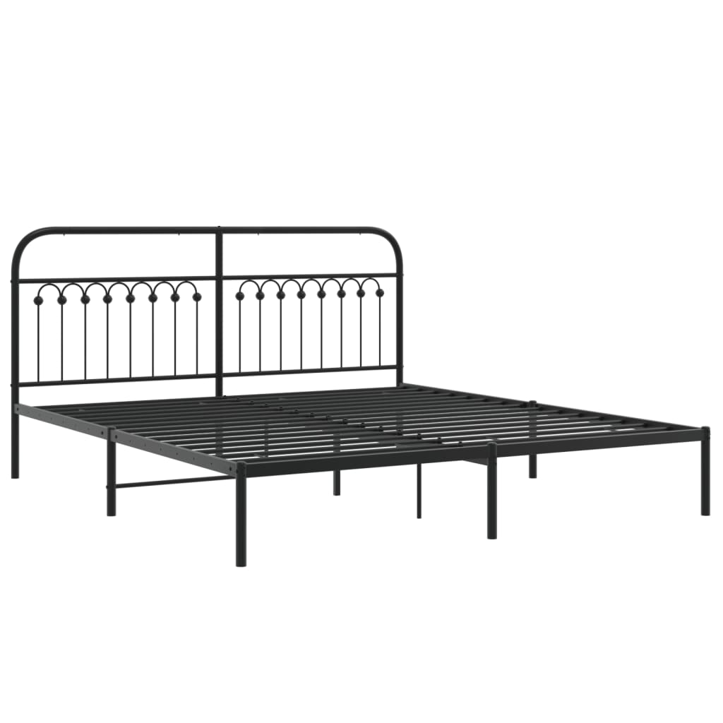 Bed frame with headboard metal black 183x213 cm