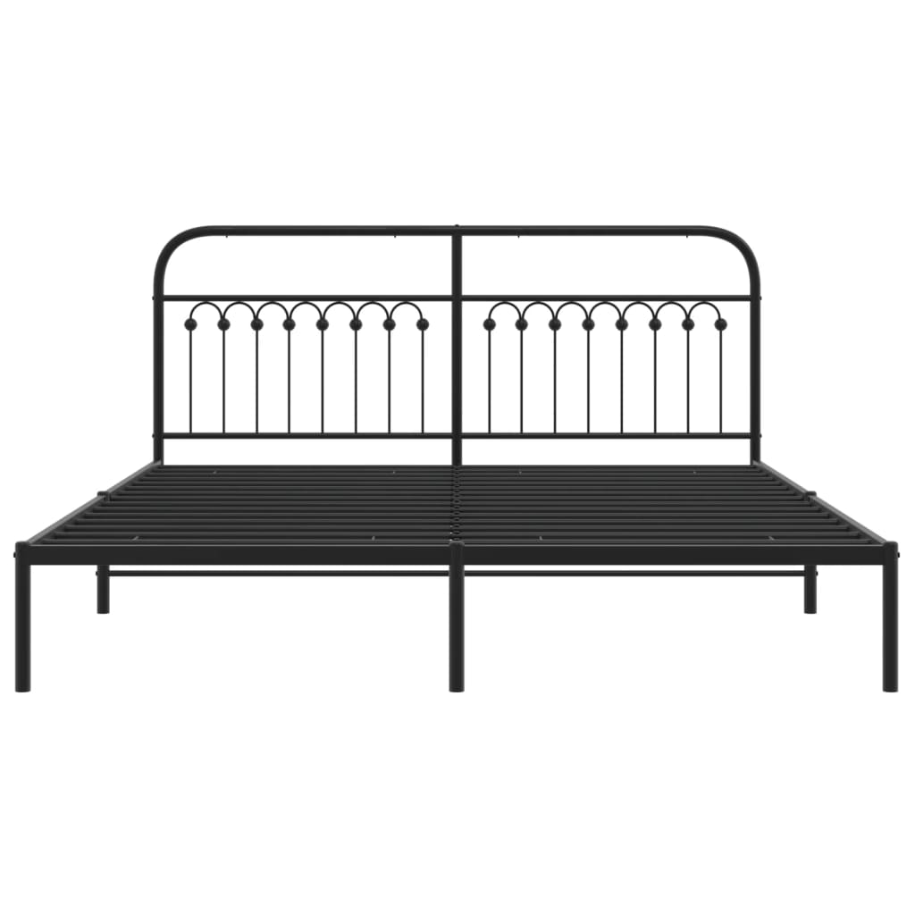 Bed frame with headboard metal black 183x213 cm