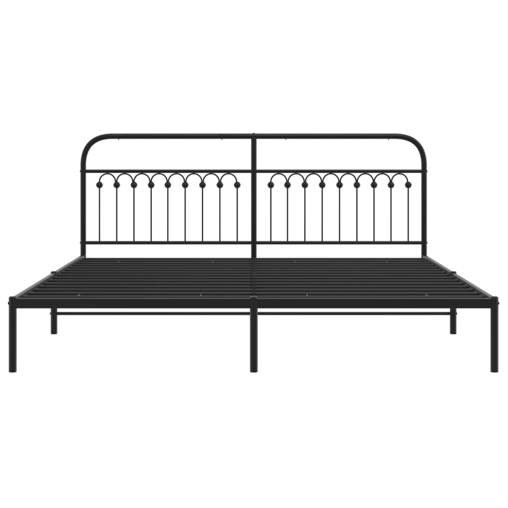Bed frame with headboard metal black 193x203 cm