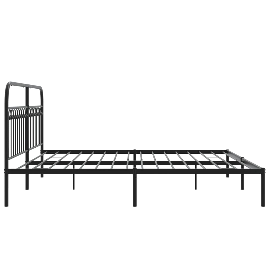 Bed frame with headboard metal black 200x200 cm