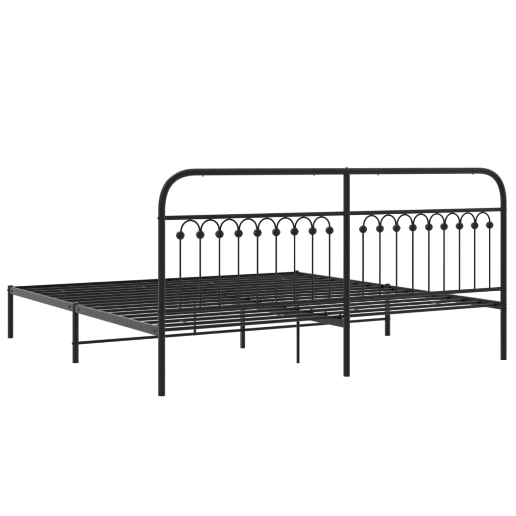 Bed frame with headboard metal black 200x200 cm