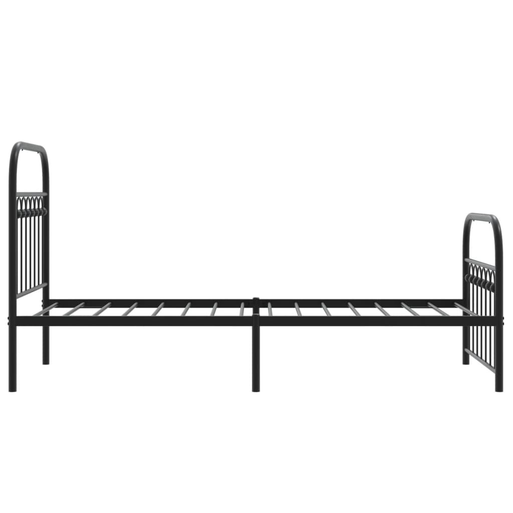 Bed frame with head and footboard metal black 75x190 cm