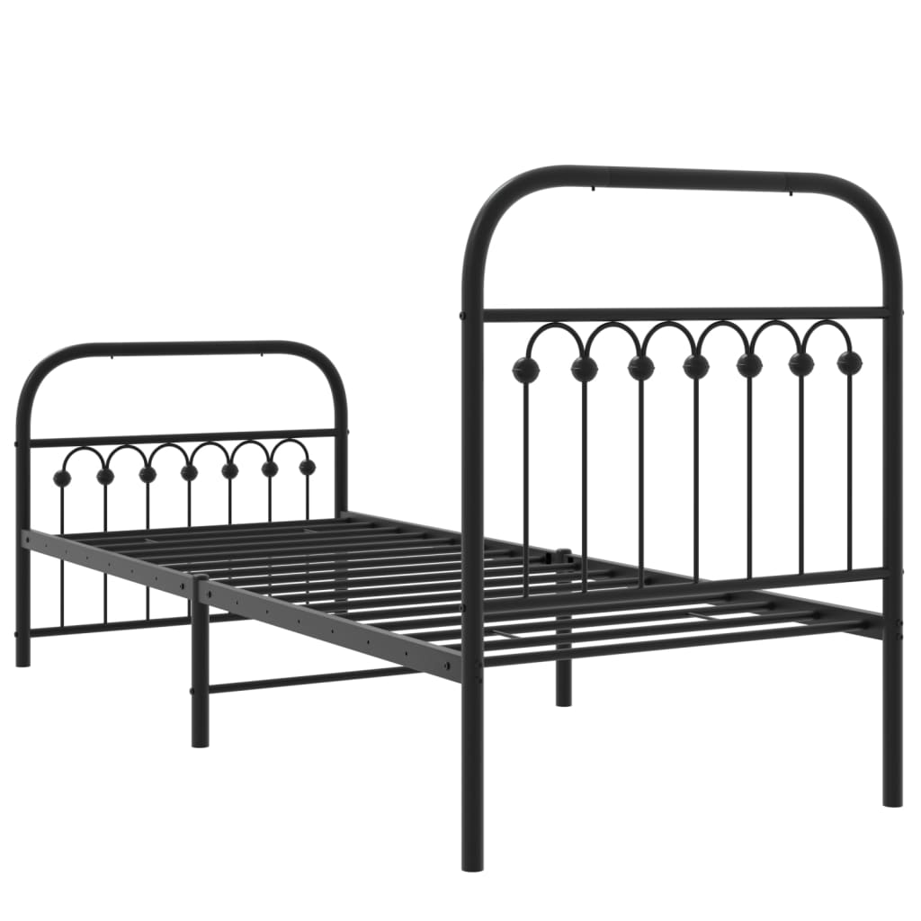 Bed frame with head and footboard metal black 80x200 cm