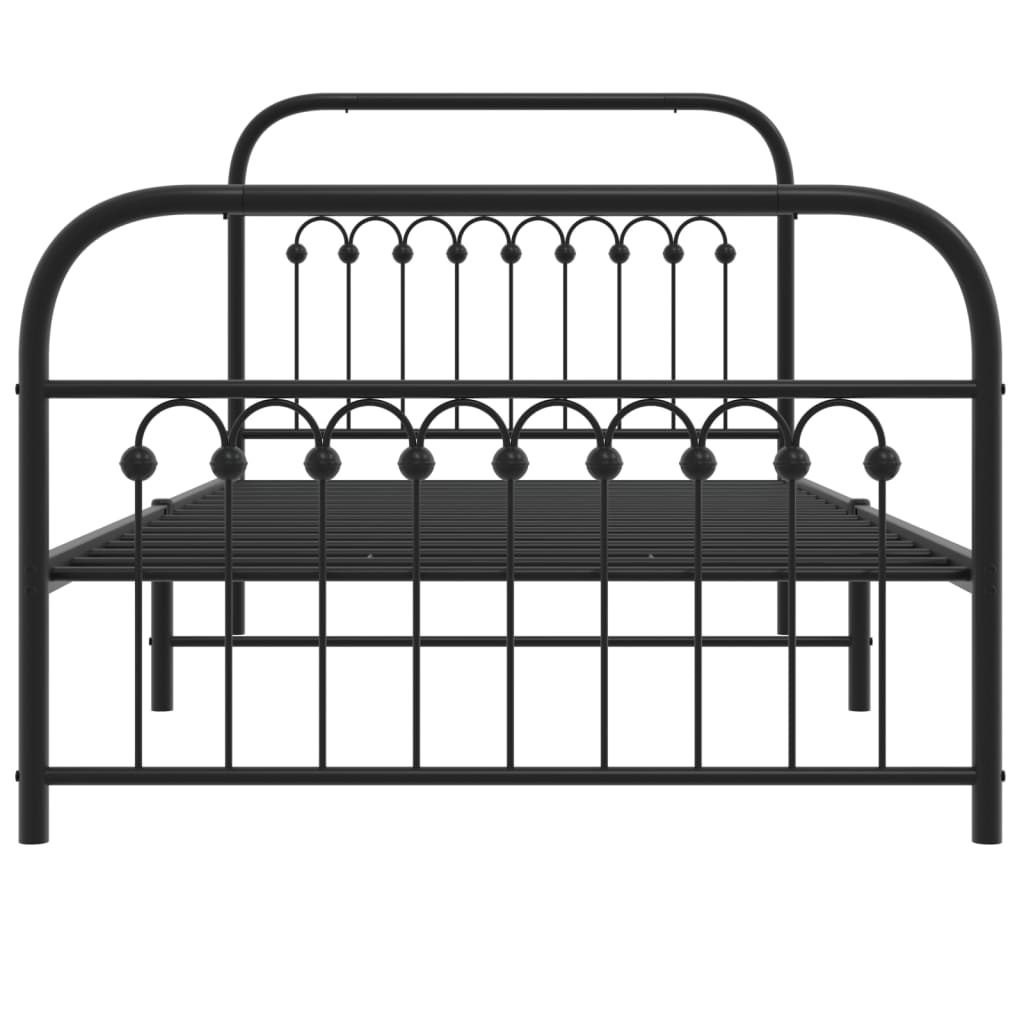 Bed frame with head and footboard metal black 100x190 cm