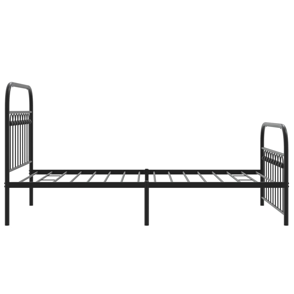 Bed frame with head and footboard metal black 100x190 cm