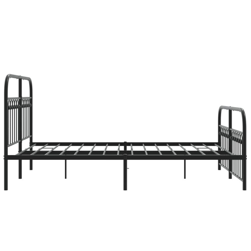 Bed frame with head and footboard metal black 137x190 cm