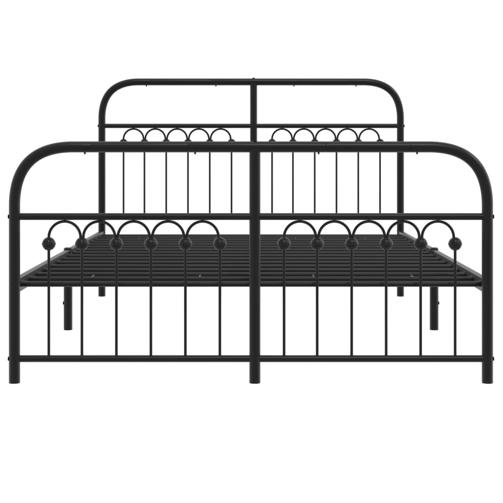 Bed frame with head and footboard metal black 140x190 cm
