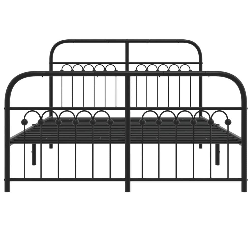 Bed frame with head and footboard metal black 140x200 cm