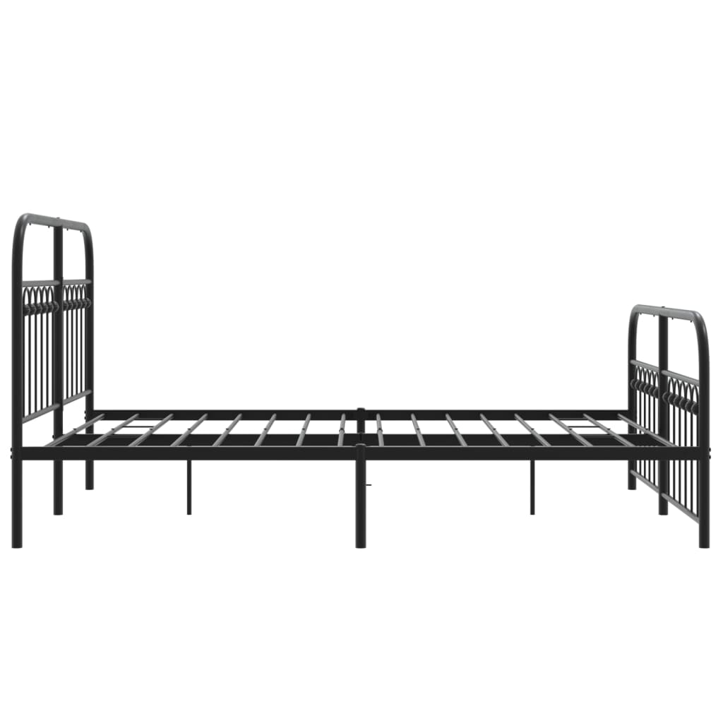 Bed frame with head and footboard metal black 140x200 cm
