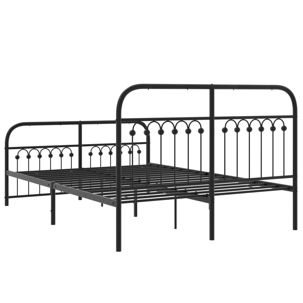 Bed frame with head and footboard metal black 140x200 cm