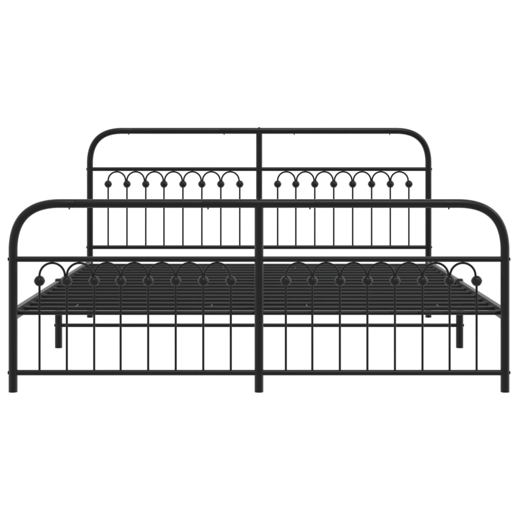 Bed frame with head and footboard metal black 183x203 cm