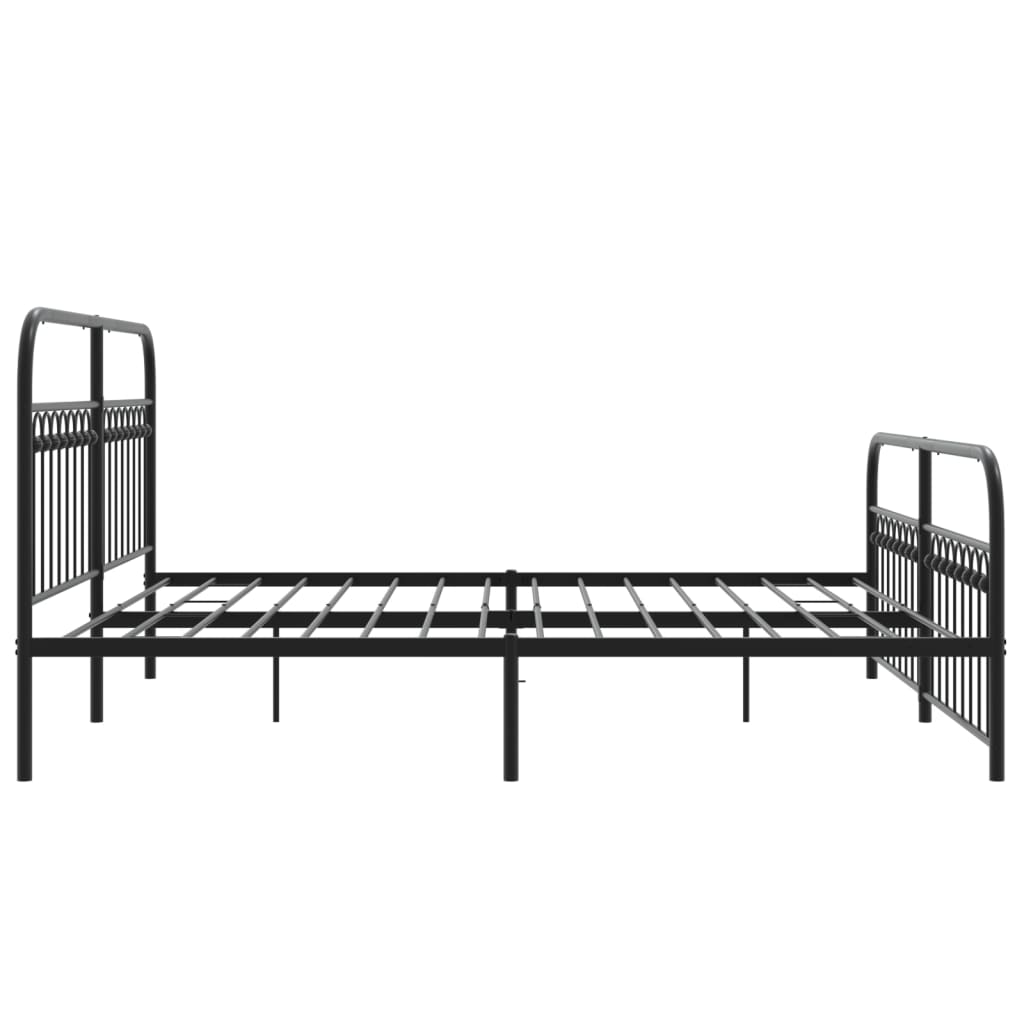 Bed frame with head and footboard metal black 183x203 cm