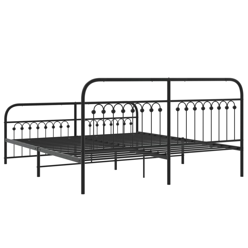 Bed frame with head and footboard metal black 183x213 cm