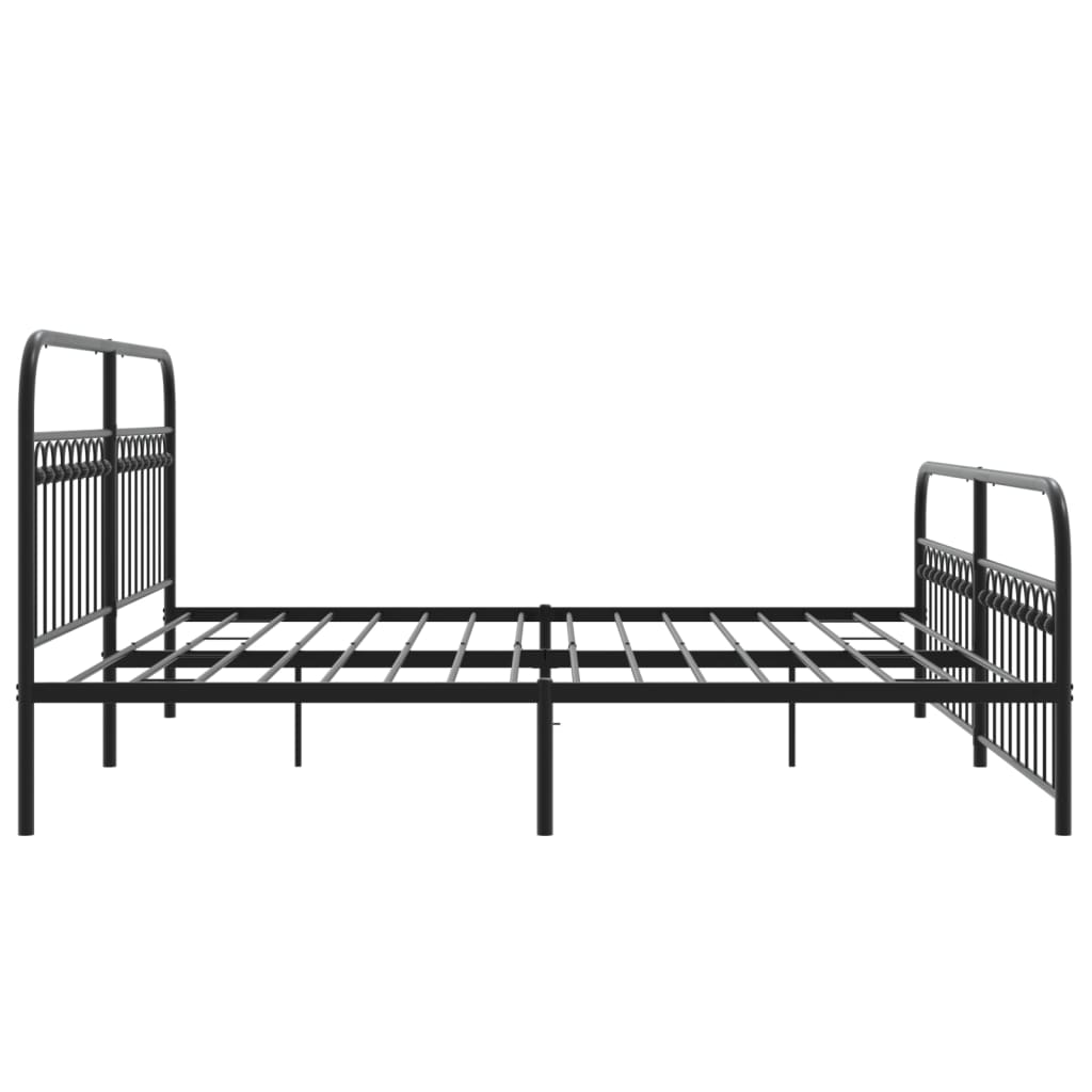 Bed frame with head and footboard metal black 193x203 cm