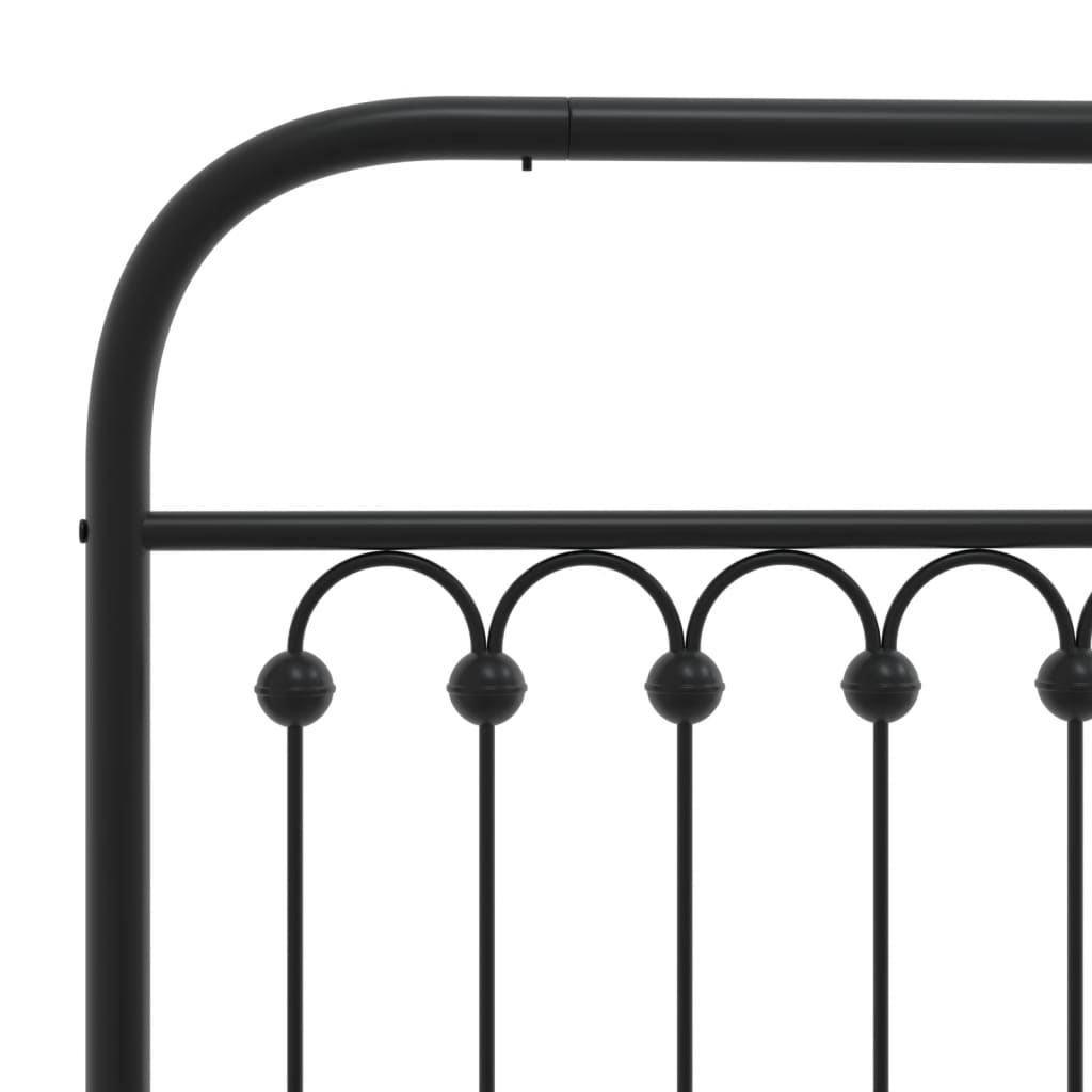 Bed frame with head and footboard metal black 193x203 cm