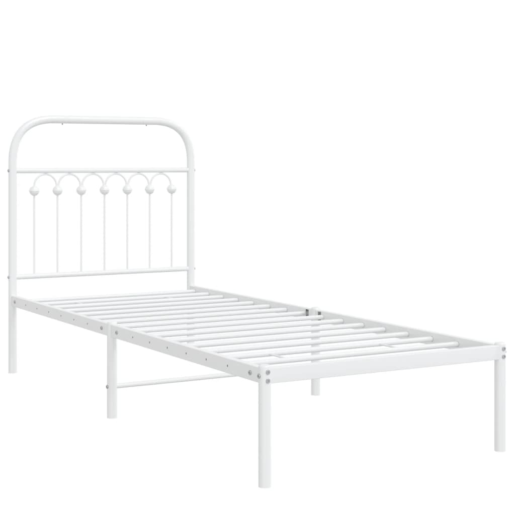 Bed frame with headboard metal white 80x200 cm