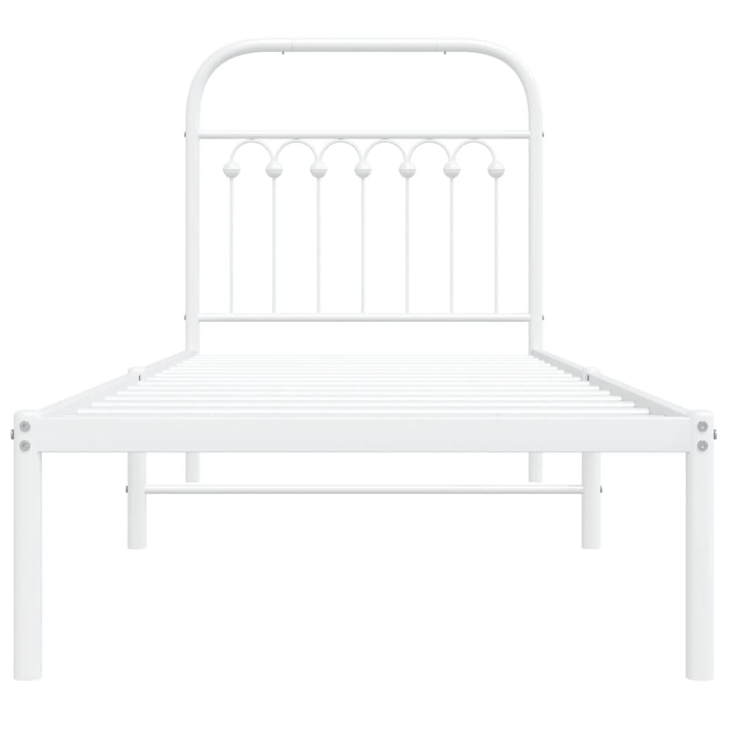 Bed frame with headboard metal white 80x200 cm