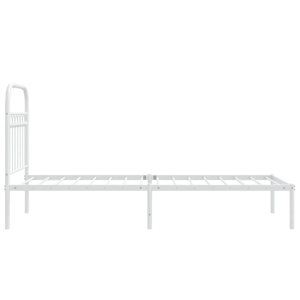 Bed frame with headboard metal white 80x200 cm