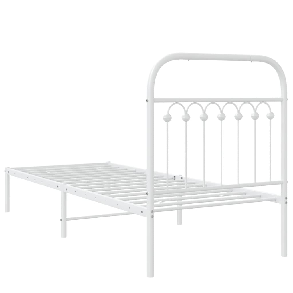 Bed frame with headboard metal white 80x200 cm