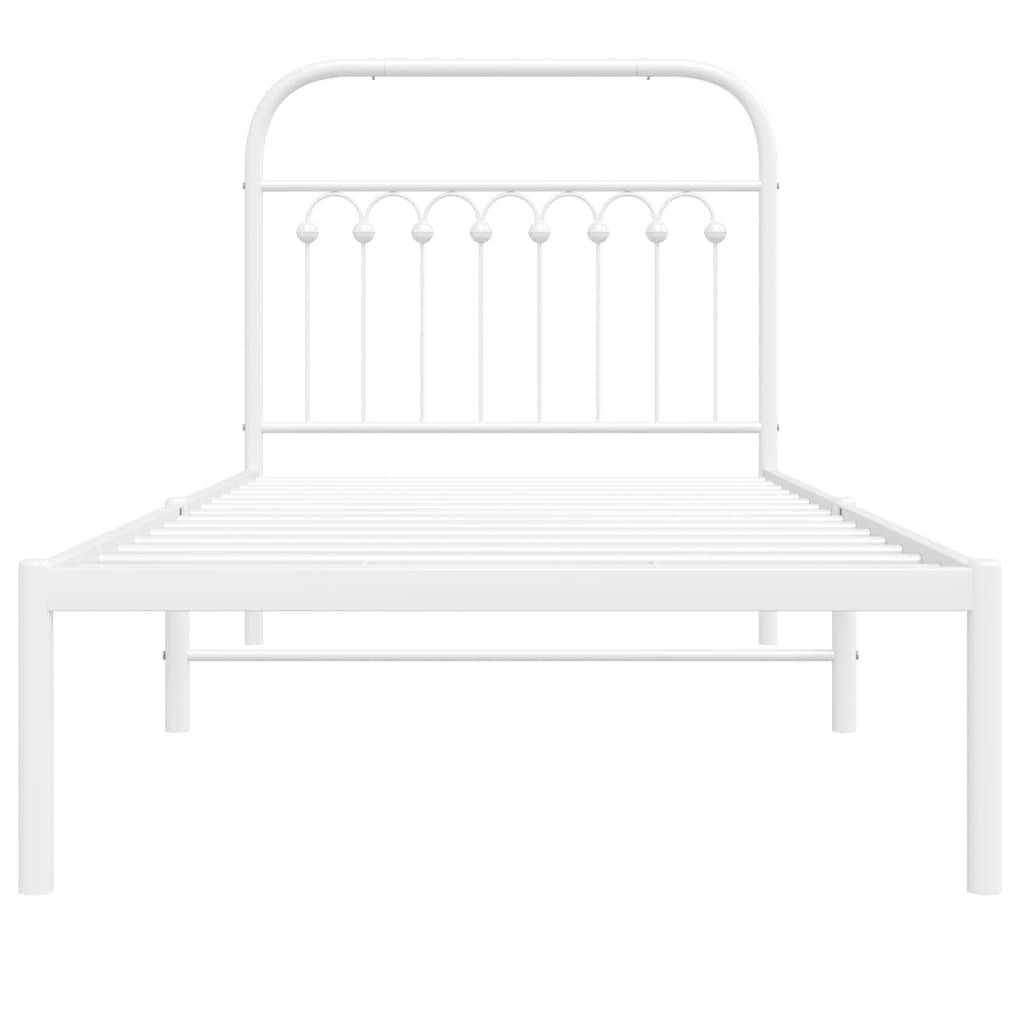 Bed frame with headboard metal white 90x190 cm