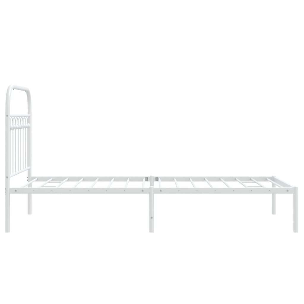 Bed frame with headboard metal white 90x190 cm