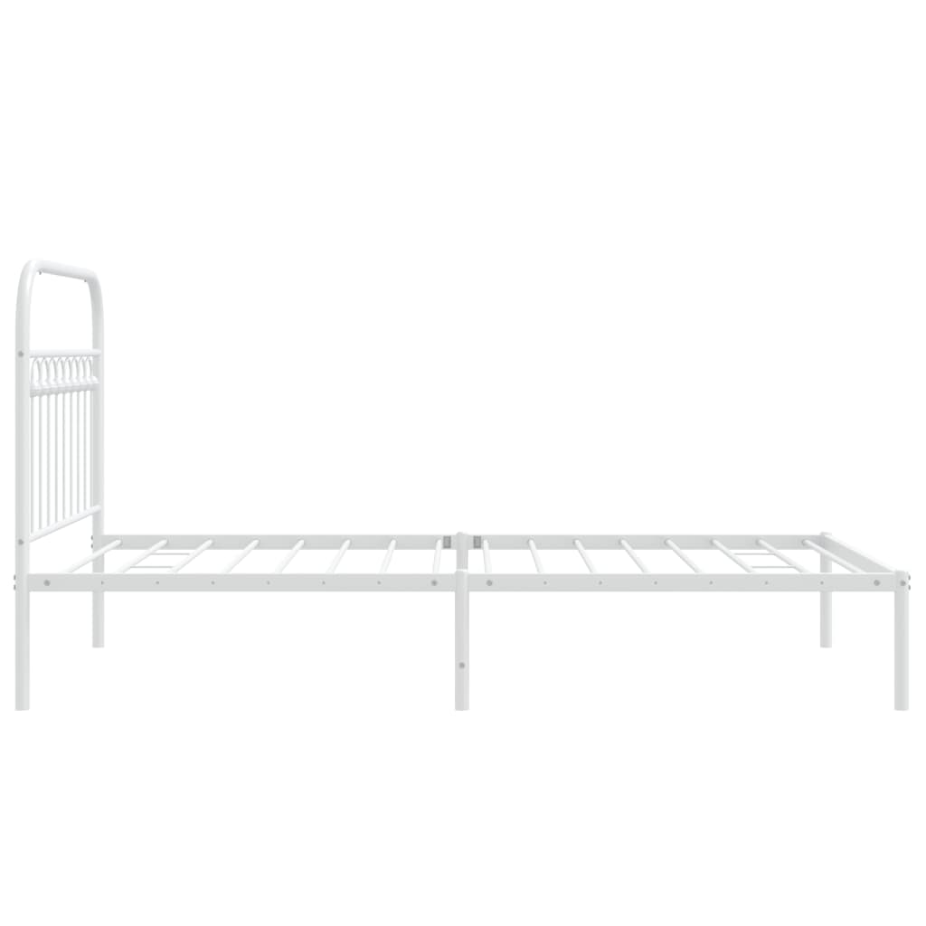 Bed frame with headboard metal white 100x190 cm