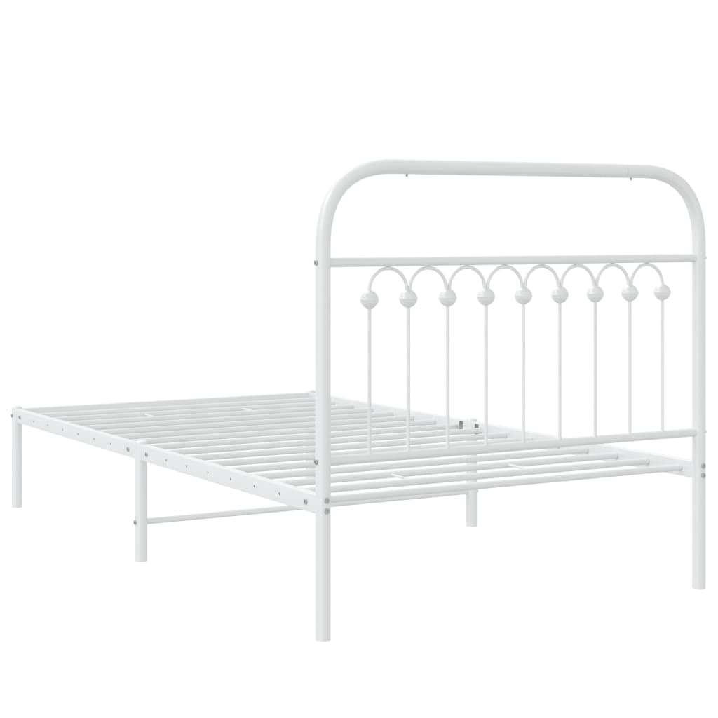 Bed frame with headboard metal white 100x190 cm