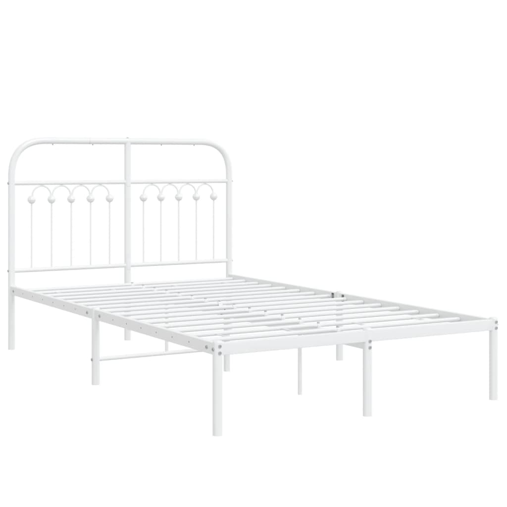 Bed frame with headboard metal white 120x190 cm
