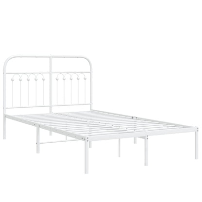 Bettgestell mit Kopfteil Metall Weiß 120x200 cm