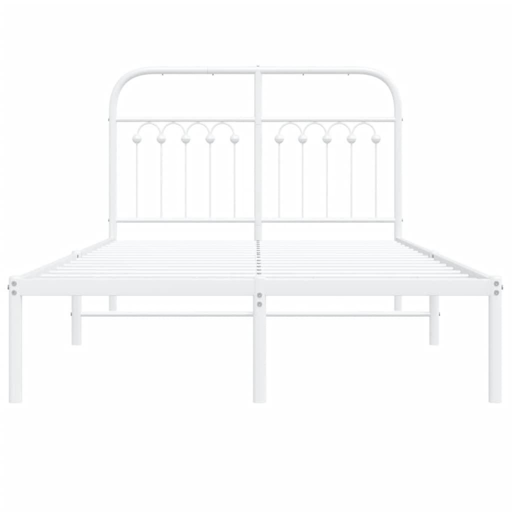 Bed frame with headboard metal white 120x200 cm