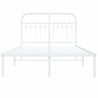 Bettgestell mit Kopfteil Metall Weiß 120x200 cm