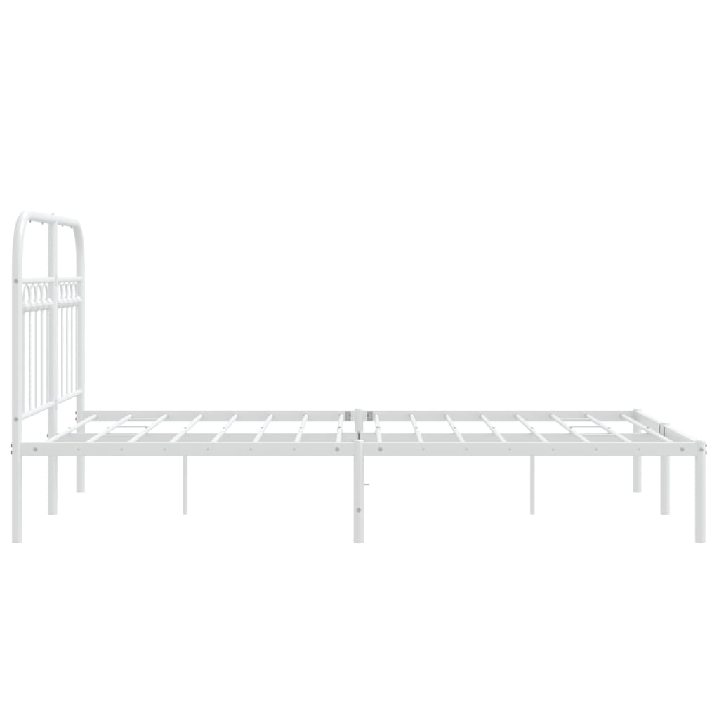 Bed frame with headboard metal white 120x200 cm