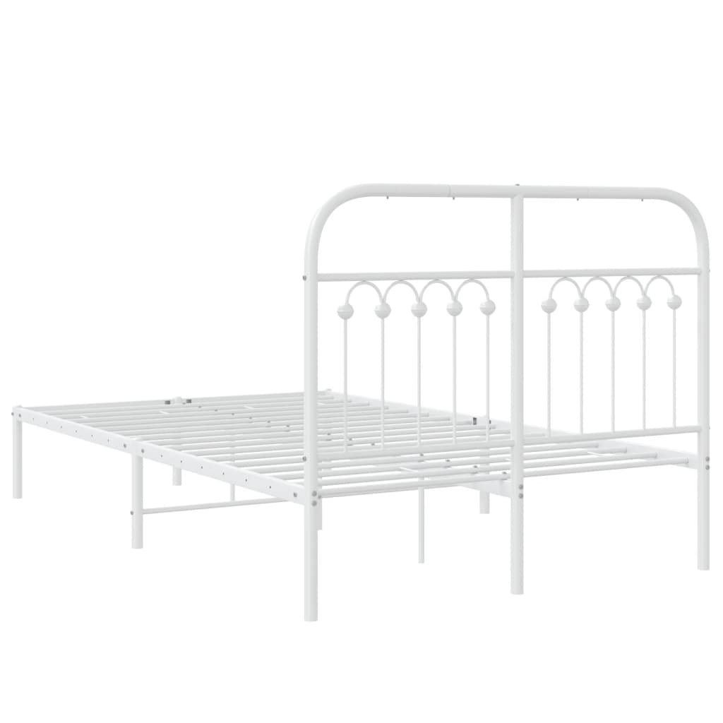 Bed frame with headboard metal white 120x200 cm