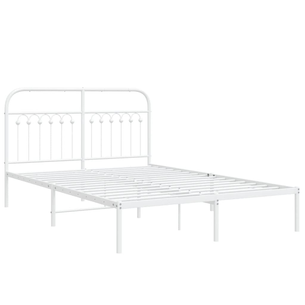 Bed frame with headboard metal white 135x190 cm