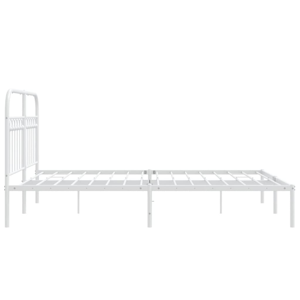 Bed frame with headboard metal white 135x190 cm