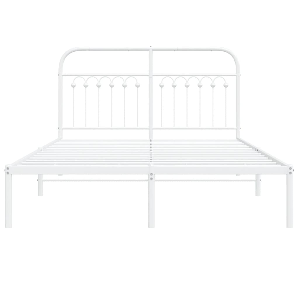 Bed frame with headboard metal white 140x190 cm