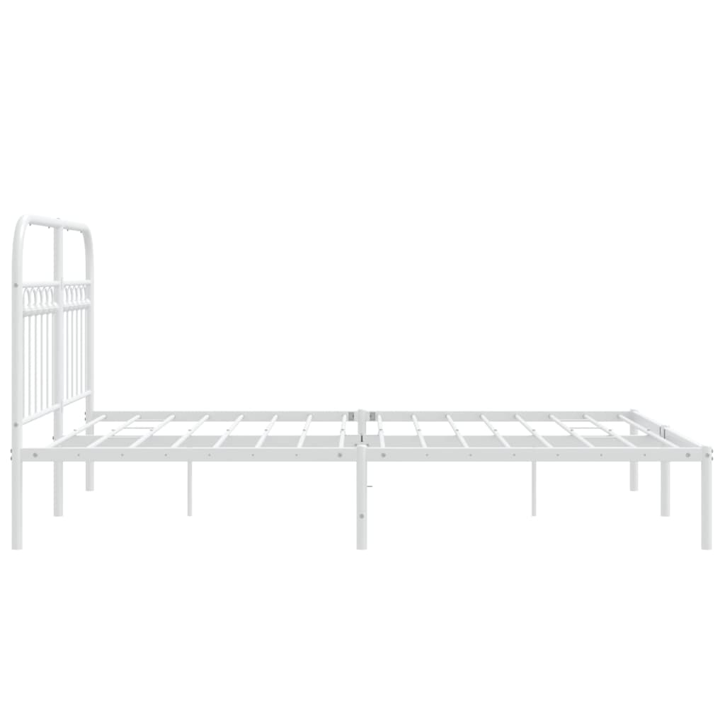 Bed frame with headboard metal white 140x190 cm