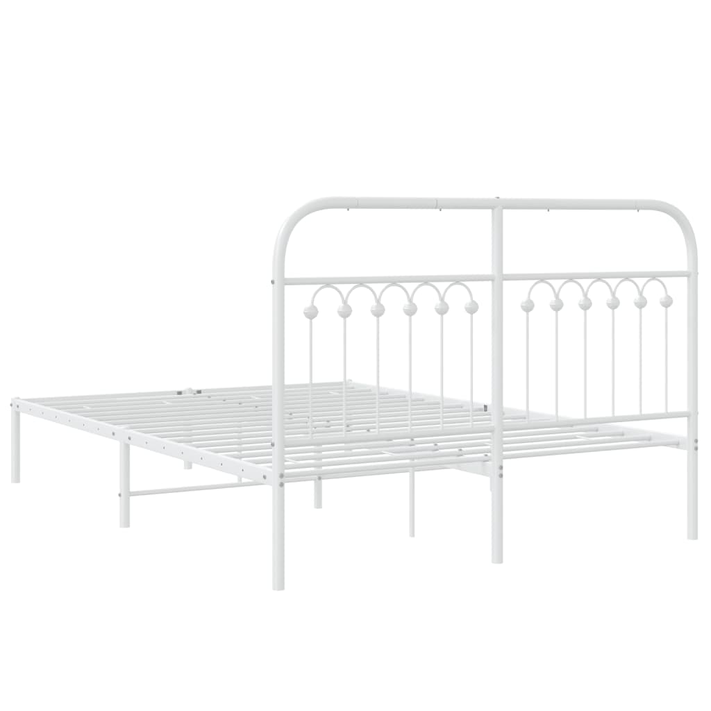 Bed frame with headboard metal white 140x190 cm