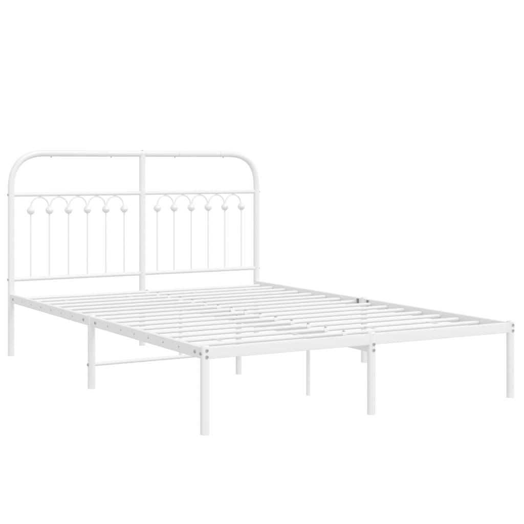 Bed frame with headboard metal white 140x200 cm