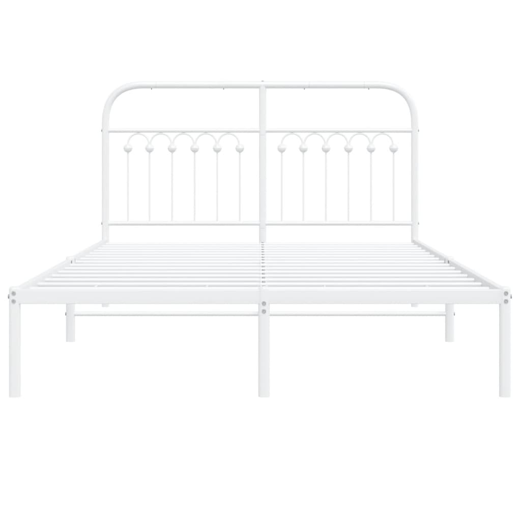 Bed frame with headboard metal white 140x200 cm