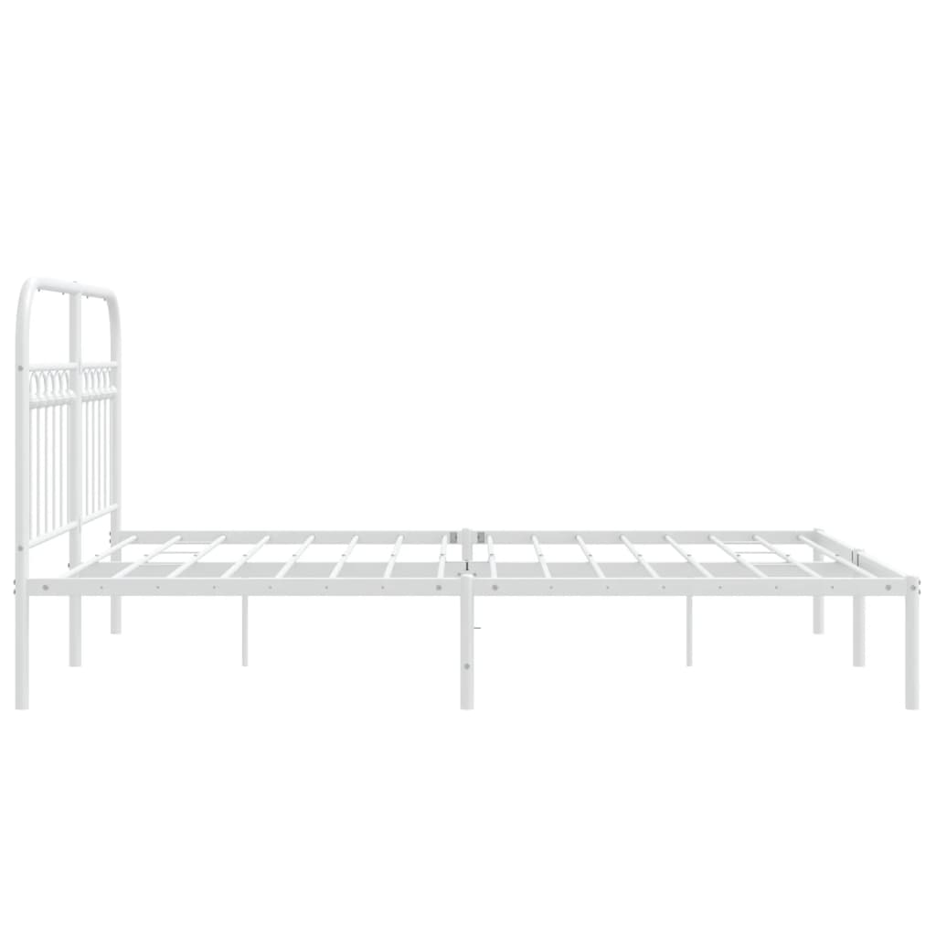 Bed frame with headboard metal white 140x200 cm