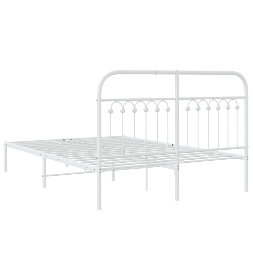 Bed frame with headboard metal white 140x200 cm