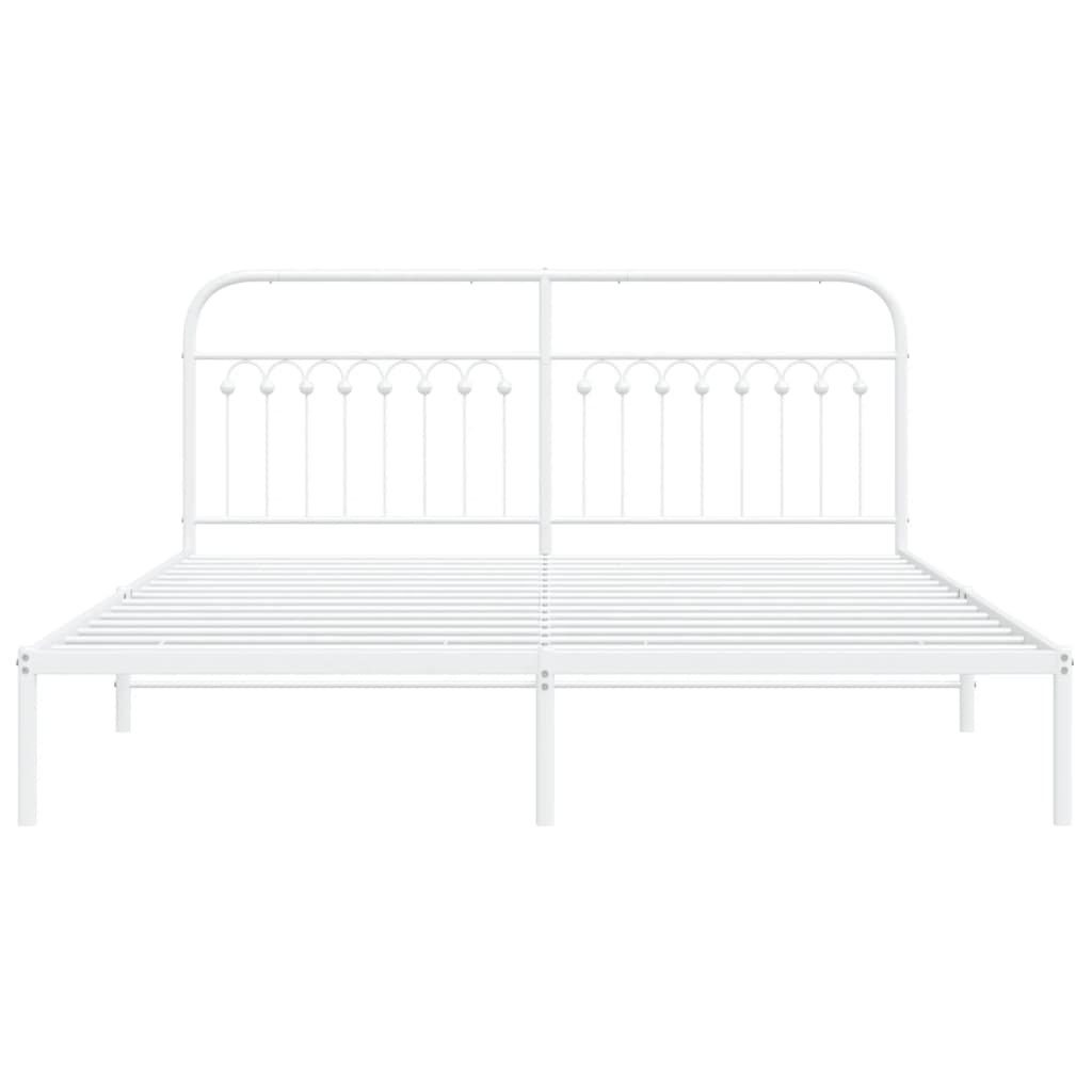 Bed frame with headboard metal white 183x203 cm