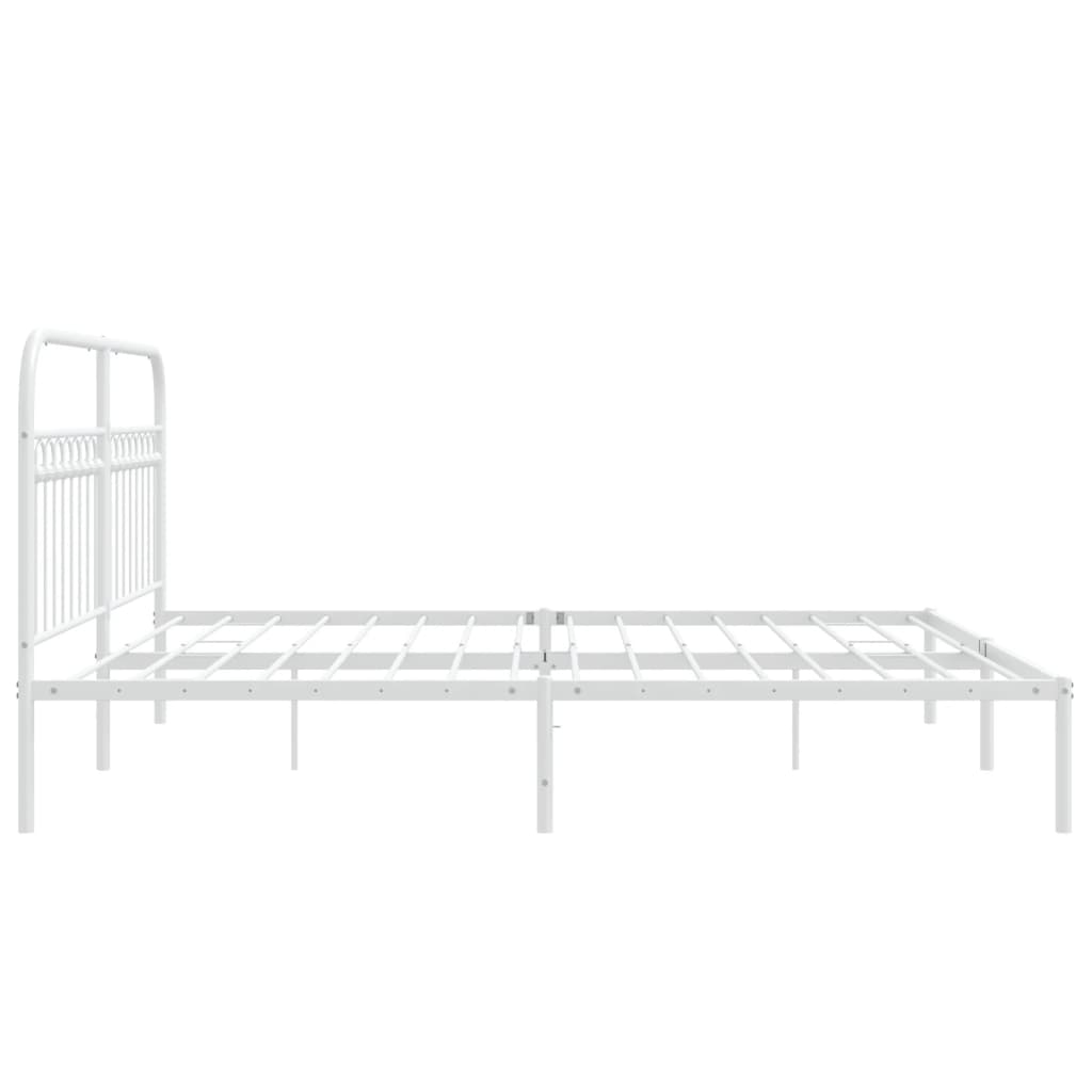 Bed frame with headboard metal white 183x203 cm