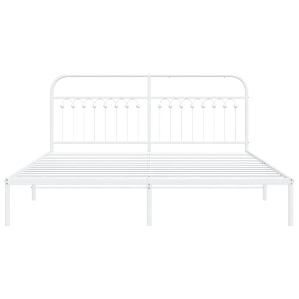 Bed frame with headboard metal white 183x213 cm